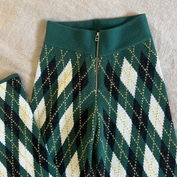 STAUD SET- Army Green Mohair Argyle Sweater Set - Picture 8 of 14